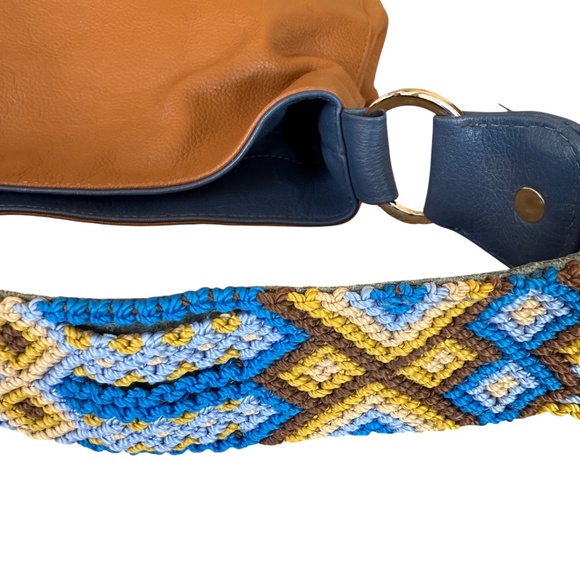 Cristina Orozco Brown Leather Large Hobo Shoulder Handbag With Woven Wide Strap - Picture 6 of 15